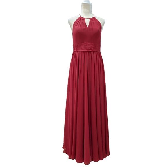 AZAZIE Bonnie Bridesmaid Red Chiffon Dress Size C - Picture 3 of 10